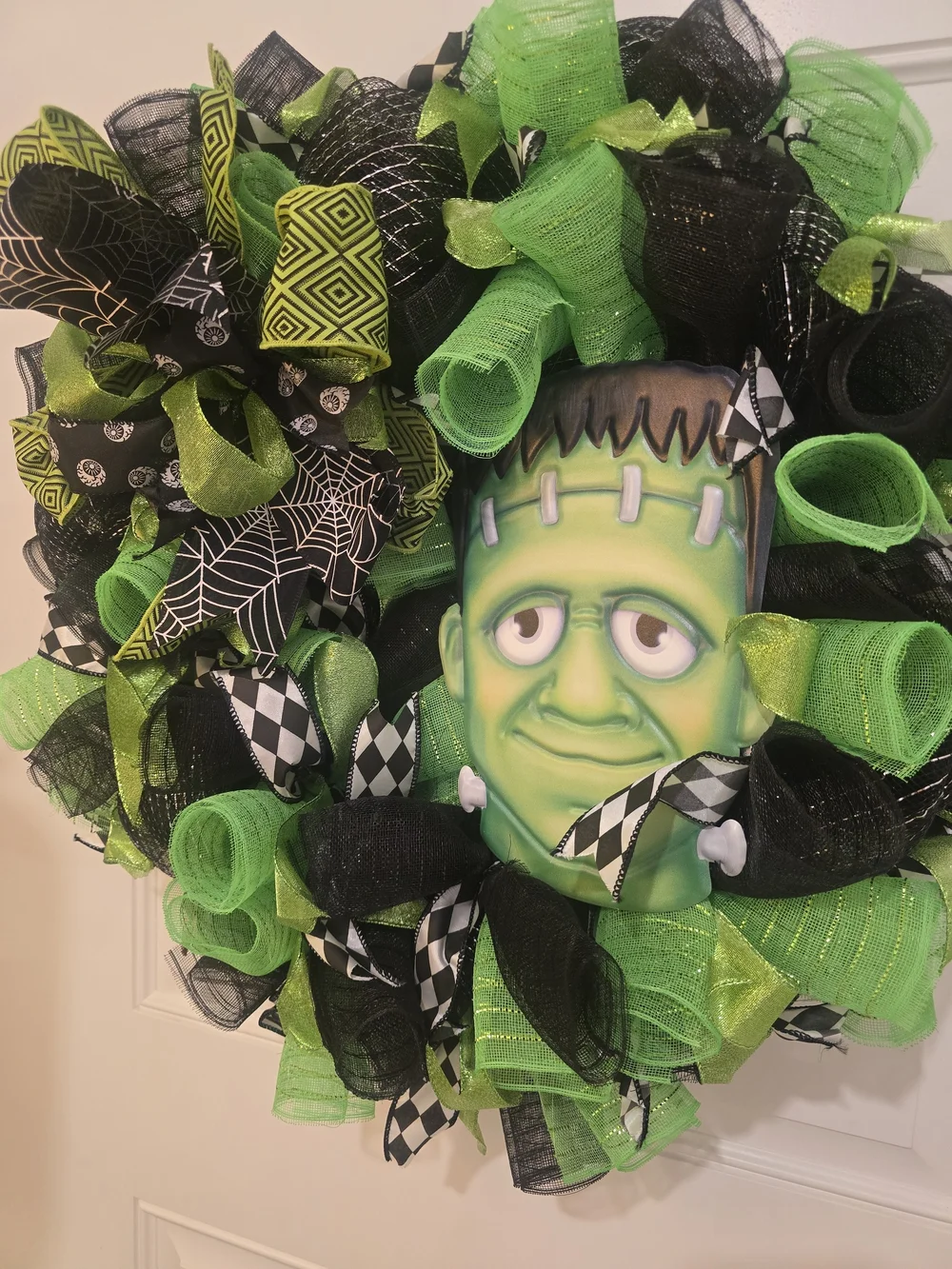 Green Frankenstein Halloween Wreath